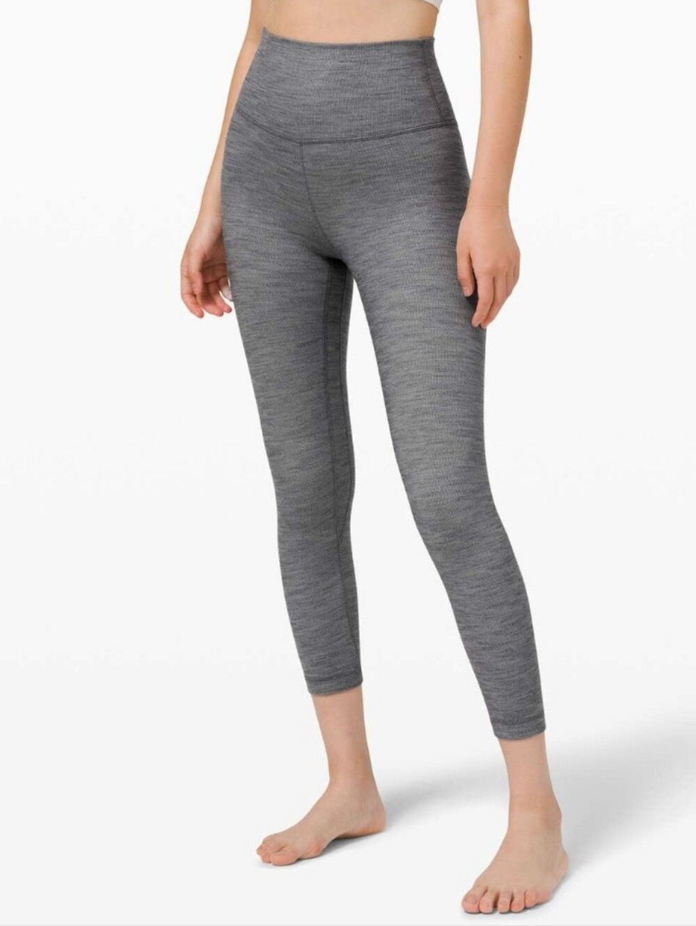 lululemon High Rise Gray Silver NULU Leggings Like New - Picture 2 of 7